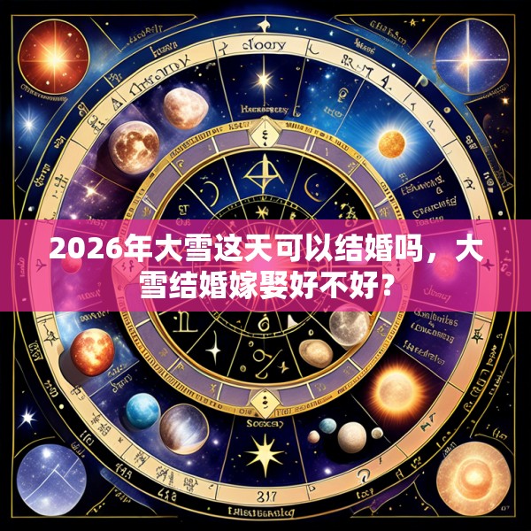 2026年大雪这天可以结婚吗，大雪结婚嫁娶好不好？