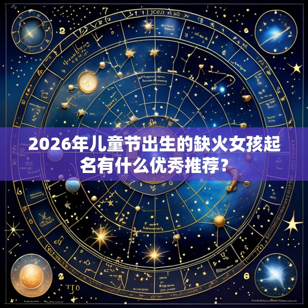 2026年儿童节出生的缺火女孩起名有什么优秀推荐？
