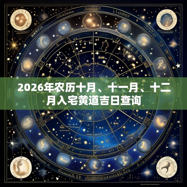 2026年农历十月、十一月、十二月入宅黄道吉日查询