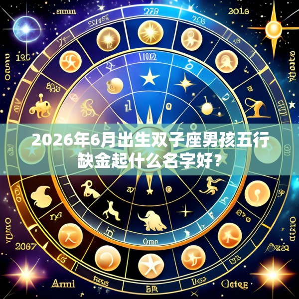 2026年6月出生双子座男孩五行缺金起什么名字好?