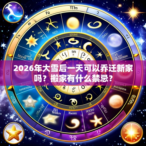 2026年大雪后一天可以乔迁新家吗?搬家有什么禁忌?
