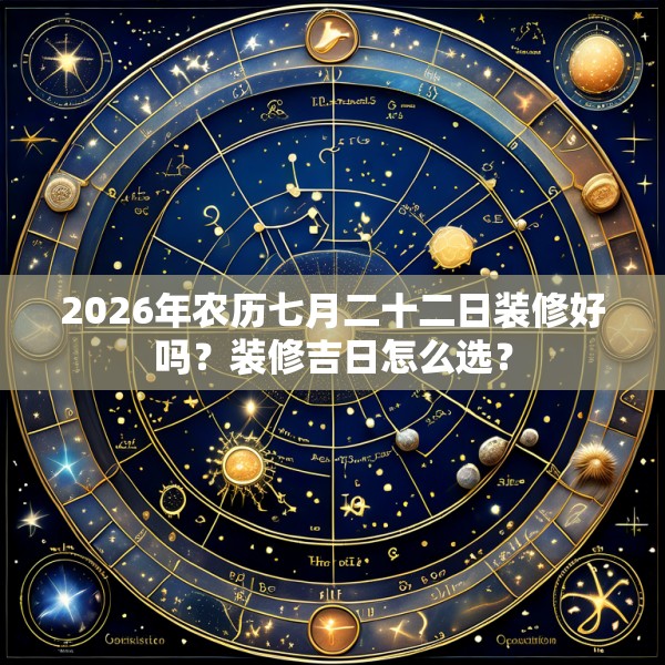 2026年农历七月二十二日装修好吗？装修吉日怎么选？