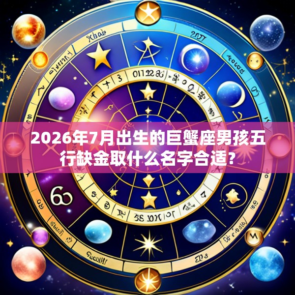 2026年7月出生的巨蟹座男孩五行缺金取什么名字合适？