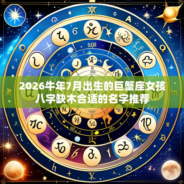 2026牛年7月出生的巨蟹座女孩八字缺木合适的名字推荐