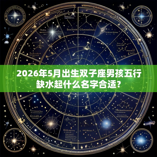2026年5月出生双子座男孩五行缺水起什么名字合适？