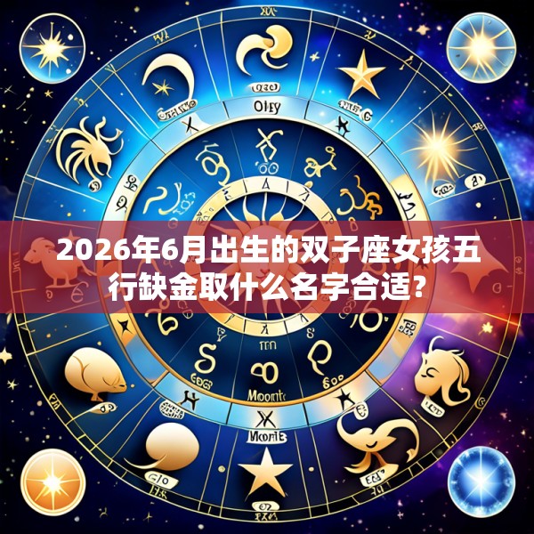 2026年6月出生的双子座女孩五行缺金取什么名字合适?