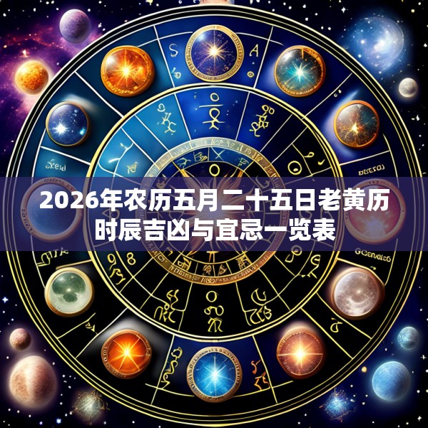 2026年农历五月二十五日老黄历时辰吉凶与宜忌一览表