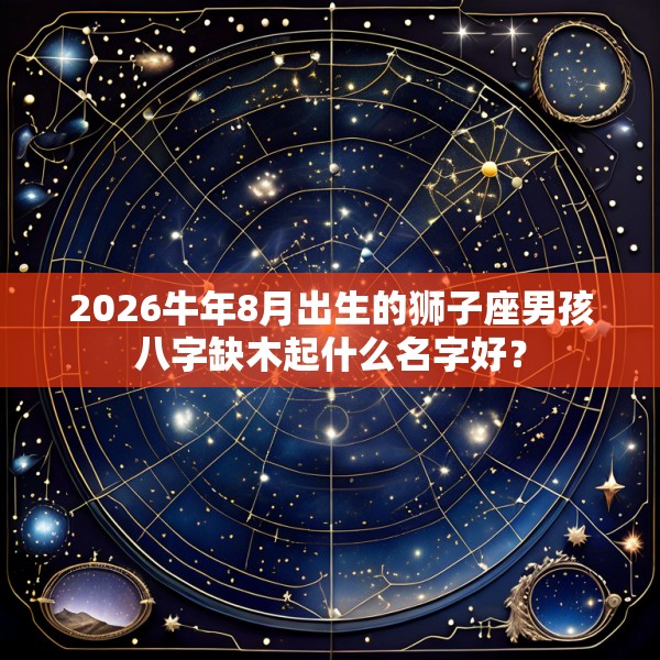 2026牛年8月出生的狮子座男孩八字缺木起什么名字好？