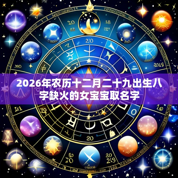 2026年农历十二月二十九出生八字缺火的女宝宝取名字