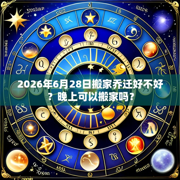 2026年6月28日搬家乔迁好不好？晚上可以搬家吗？