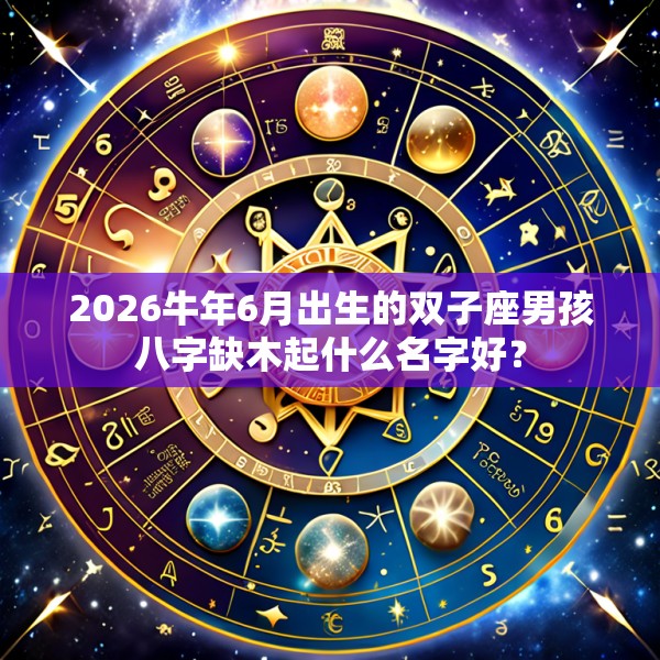 2026牛年6月出生的双子座男孩八字缺木起什么名字好？
