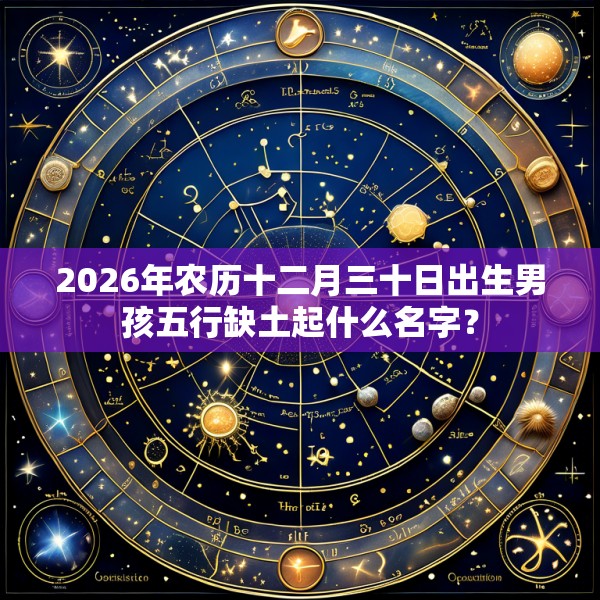 2026年农历十二月三十日出生男孩五行缺土起什么名字?