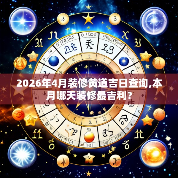 2026年4月装修黄道吉日查询,本月哪天装修最吉利？