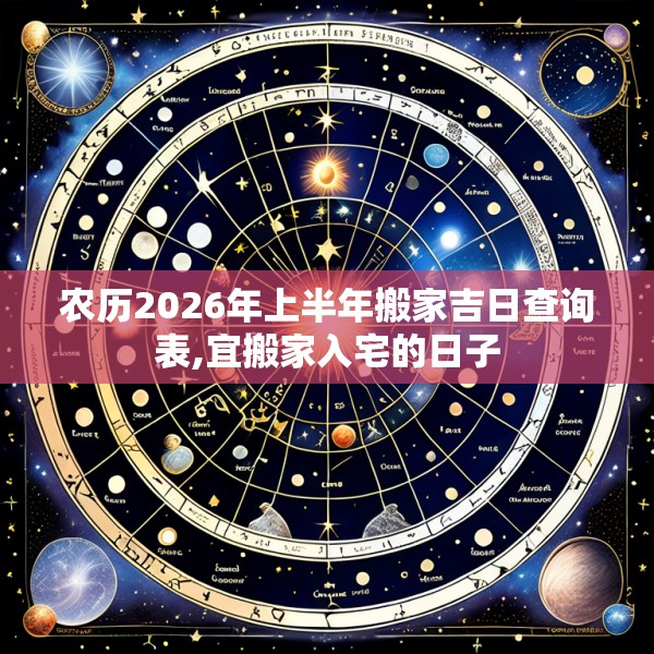 农历2026年上半年搬家吉日查询表,宜搬家入宅的日子