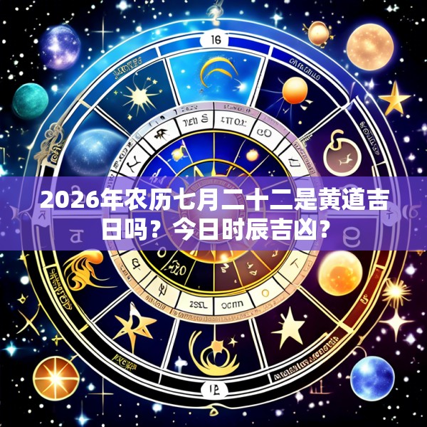 2026年农历七月二十二是黄道吉日吗？今日时辰吉凶？