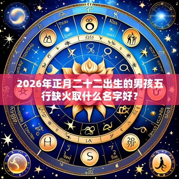 2026年正月二十二出生的男孩五行缺火取什么名字好？