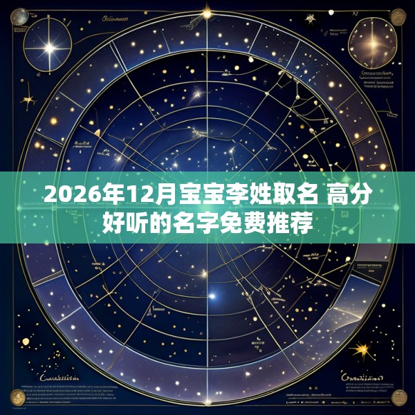 2026年12月宝宝李姓取名 高分好听的名字免费推荐