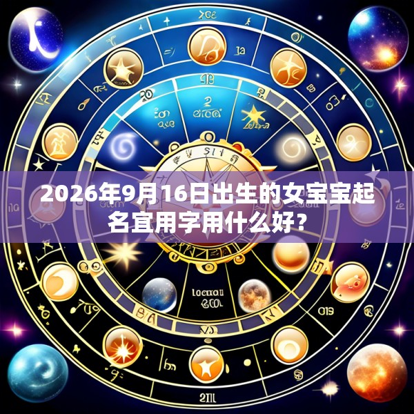 2026年9月16日出生的女宝宝起名宜用字用什么好？