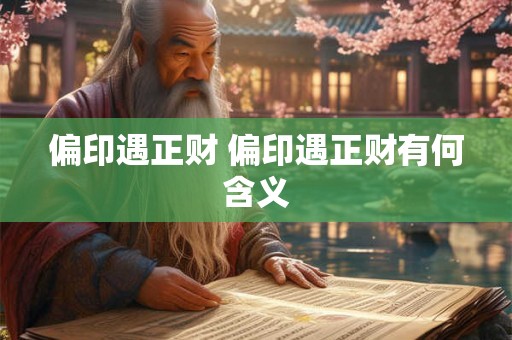 偏印遇正财 偏印遇正财有何含义