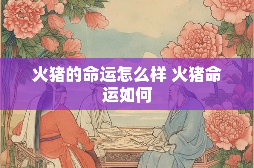 火猪的命运怎么样 火猪命运如何