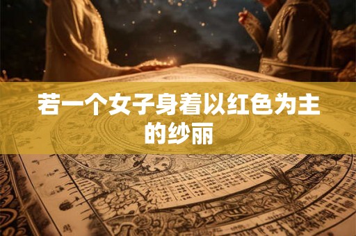 若一个女子身着以红色为主的纱丽