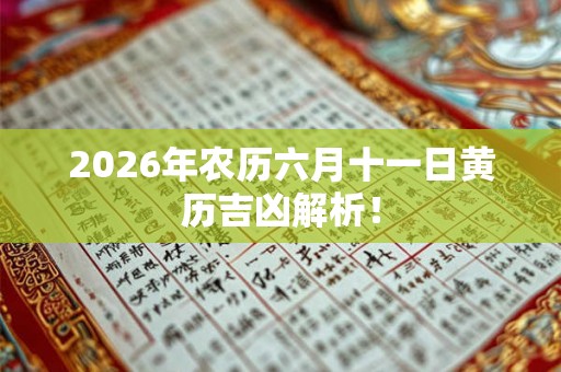 2026年农历六月十一日黄历吉凶解析！
